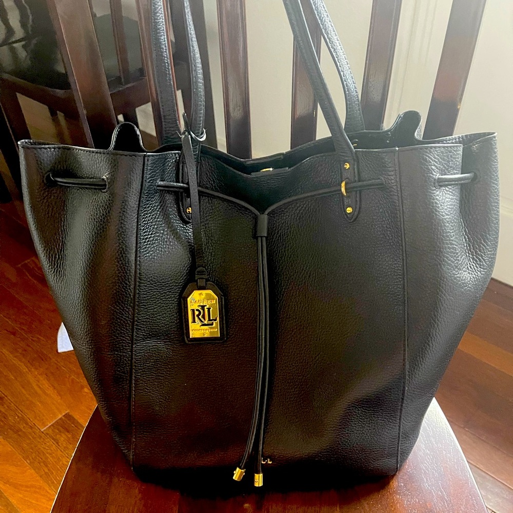 Ralph Lauren Large Black Leather Tote